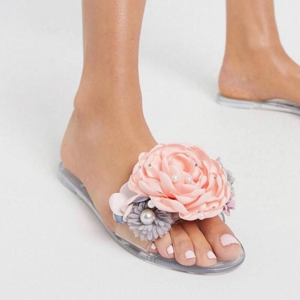 ASOS clear floral jelly slides